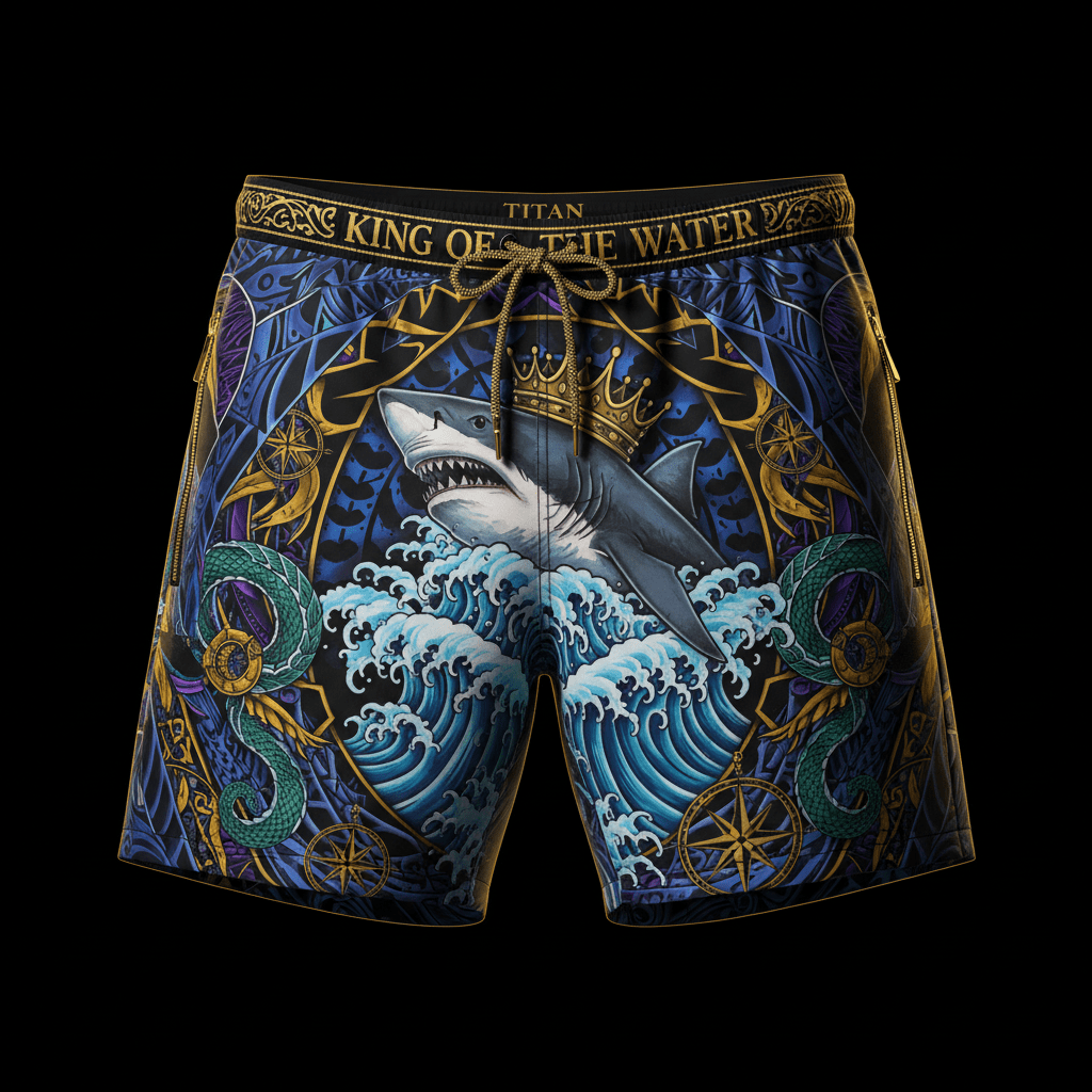 TITAN Men's Swim Trunks - King of the Water Crown Edition Design