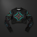 TITAN Women's Neon Andean Chakana Cross Long Sleeve Crop — Pachamama Edition