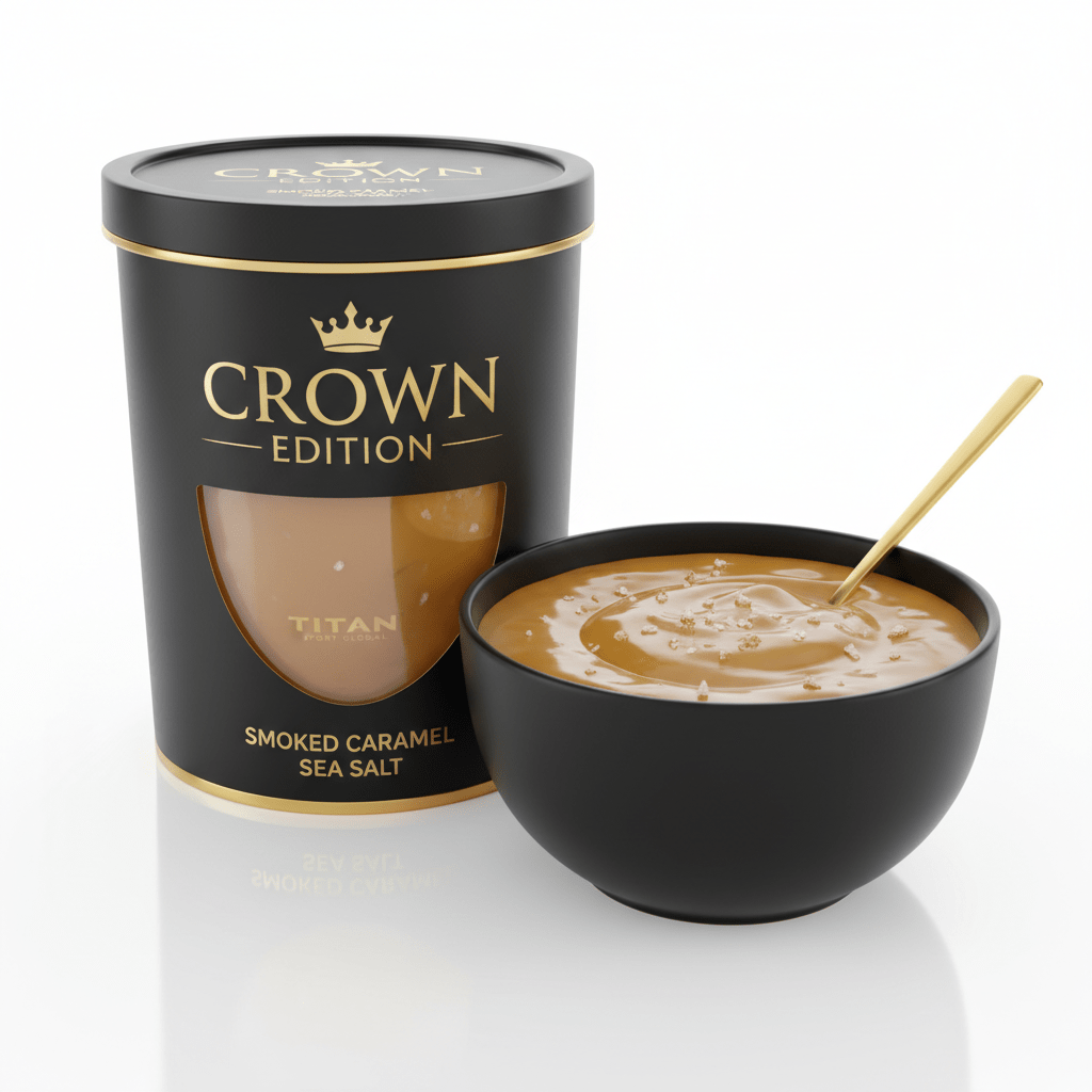 Crown Edition Smoked Caramel Sea Salt Protein Pudding Cup — matte black Crown Edition cup
