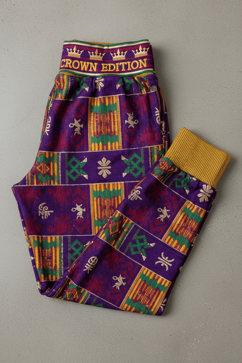 TITAN Women's African Kente Royal Joggers — Ashanti Crown Edition