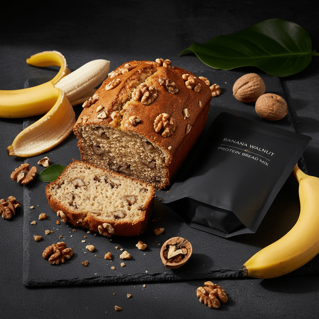 TITAN Protein Bread Mix – Banana Walnut, premium product photography