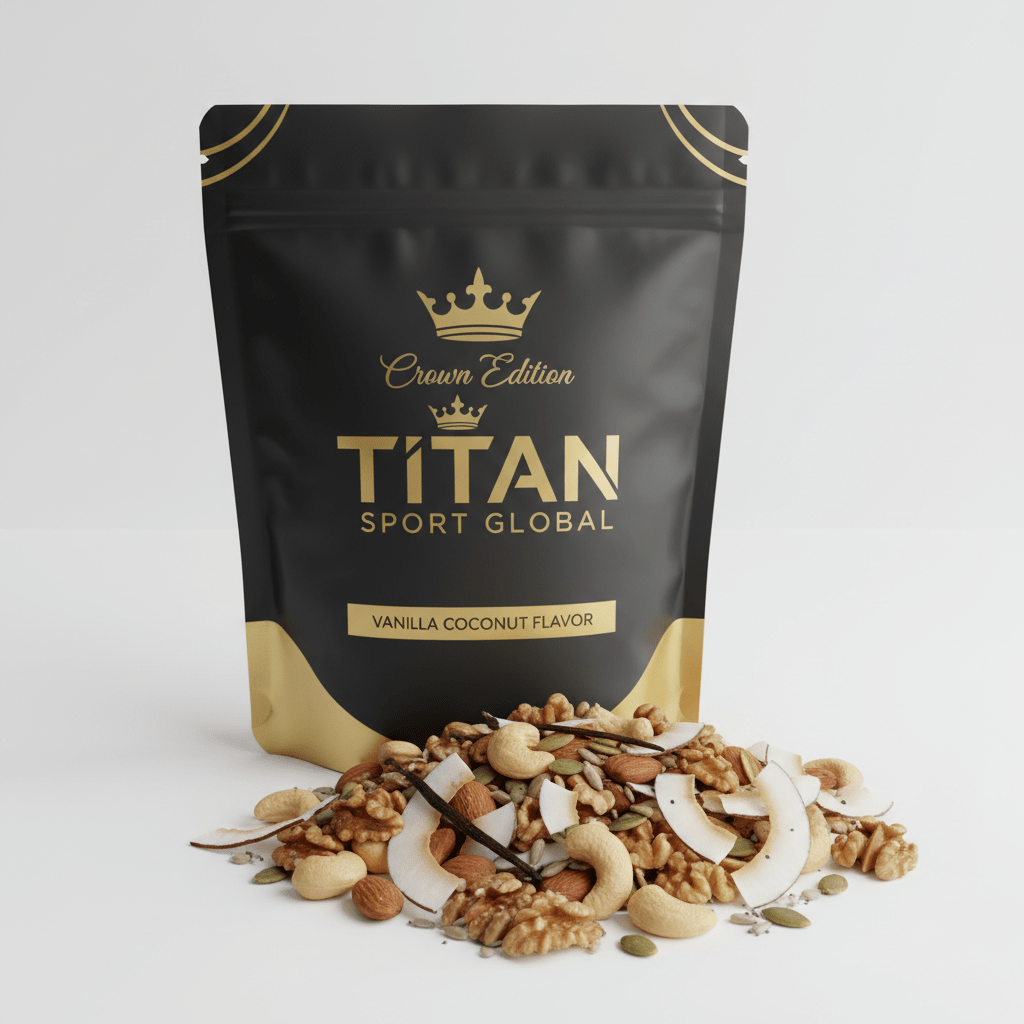 Crown Vanilla Coconut Protein Trail Mix — Crown Edition matte black pouch
