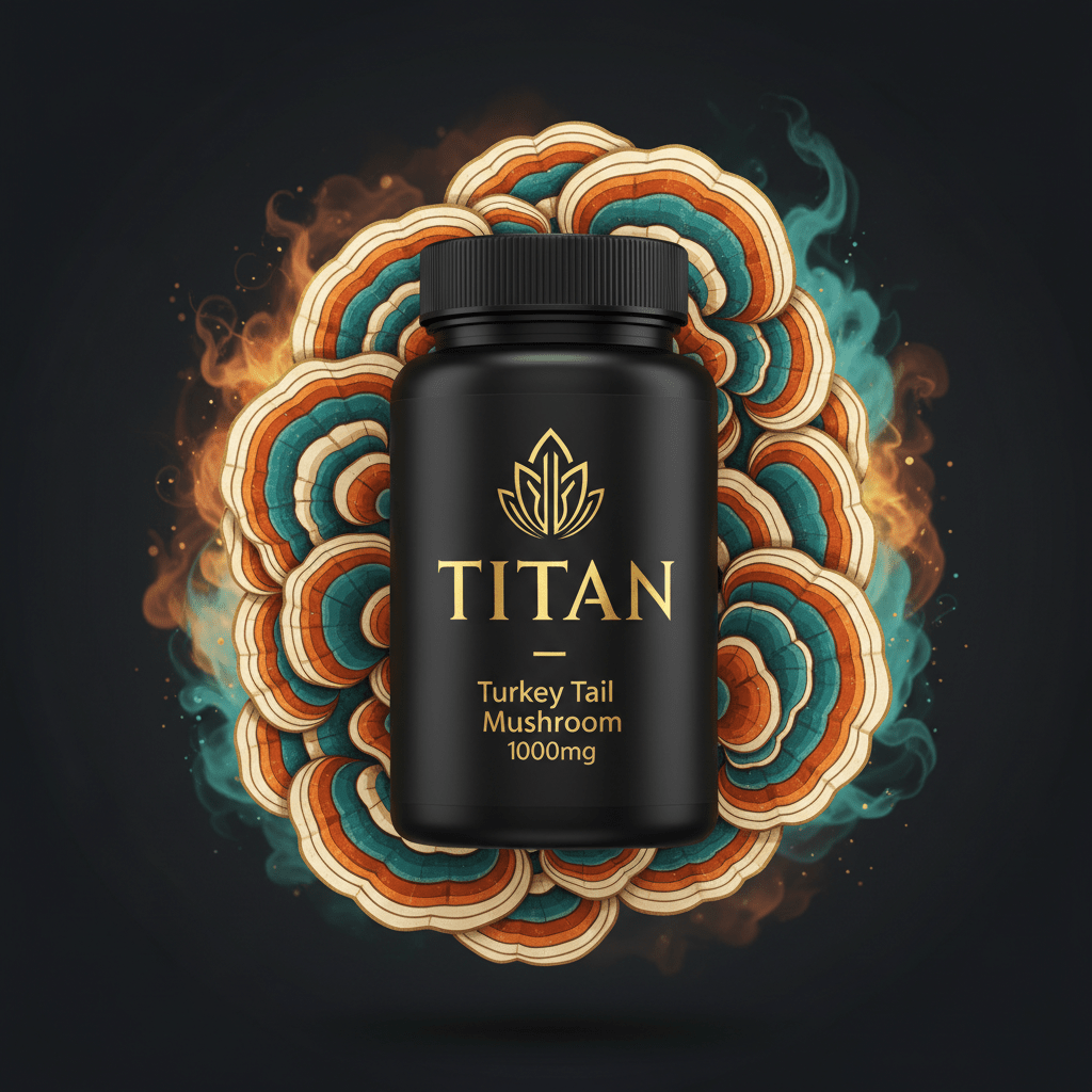 TITAN Turkey Tail Mushroom 1000mg supplement bottle