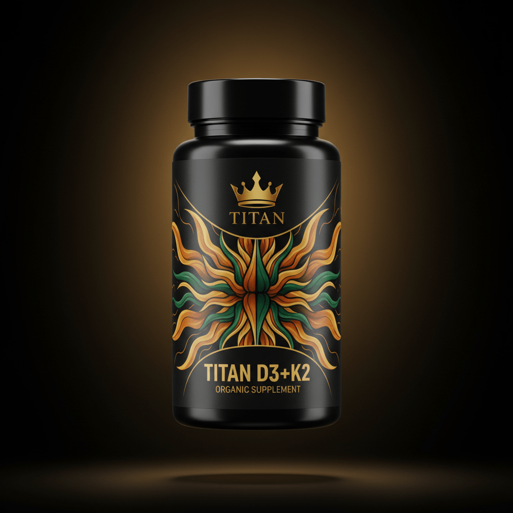 TITAN Vitamin D3+K2 Organic supplement bottle