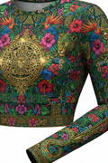 TITAN Women's Mayan Jungle Jaguar Sun Long Sleeve Crop — Ixchel Edition