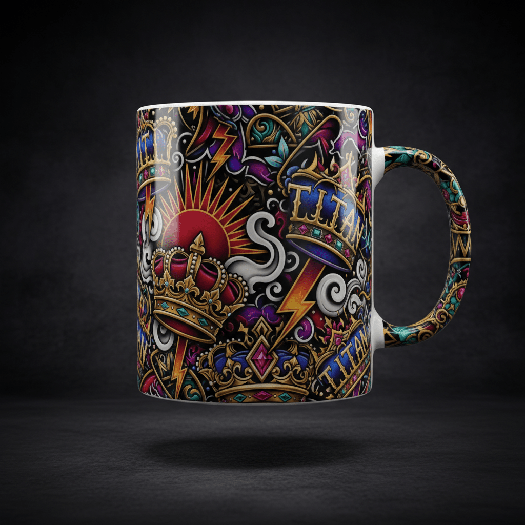 TITAN Ceramic Coffee Mug 11oz — Crown Edition bold graphic sport mug