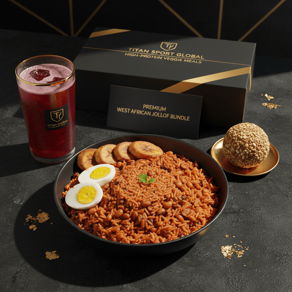 TITAN Crown West African Jollof Rice and Egg vegetarian high-protein weekly monthly meal plan bundle