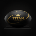 TITAN Rugby Ball Blackout Crown — matte black with gold crown logo