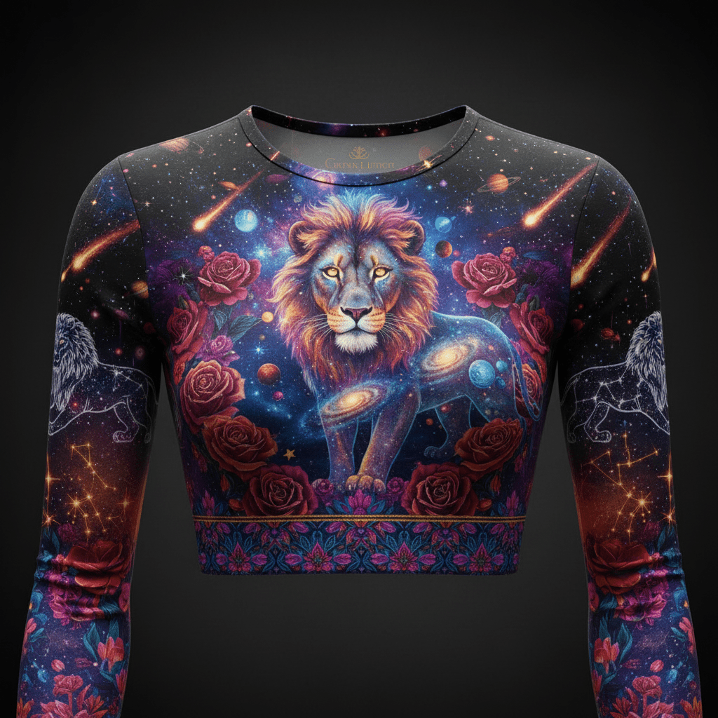 TITAN Women’s Celestial Lioness Galaxy Long Sleeve Crop — Sekhmet Edition