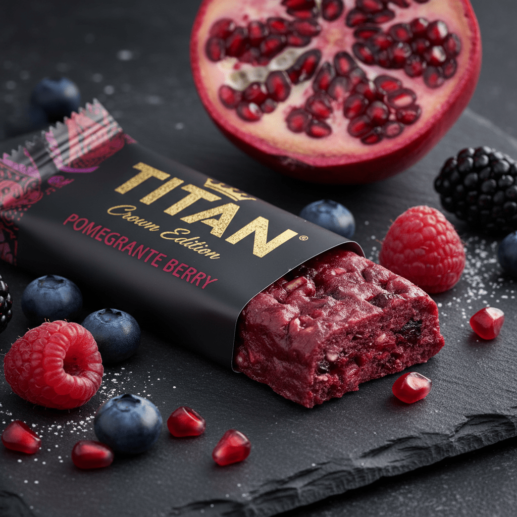 TITAN Vegan Protein Bar Pomegranate Berry Crown Edition — 20g protein premium product shot