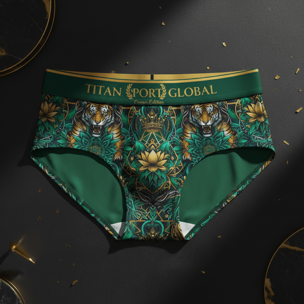 TITAN Crown Edition Women's Tiger Lotus Sport Briefs — Emerald & Gold