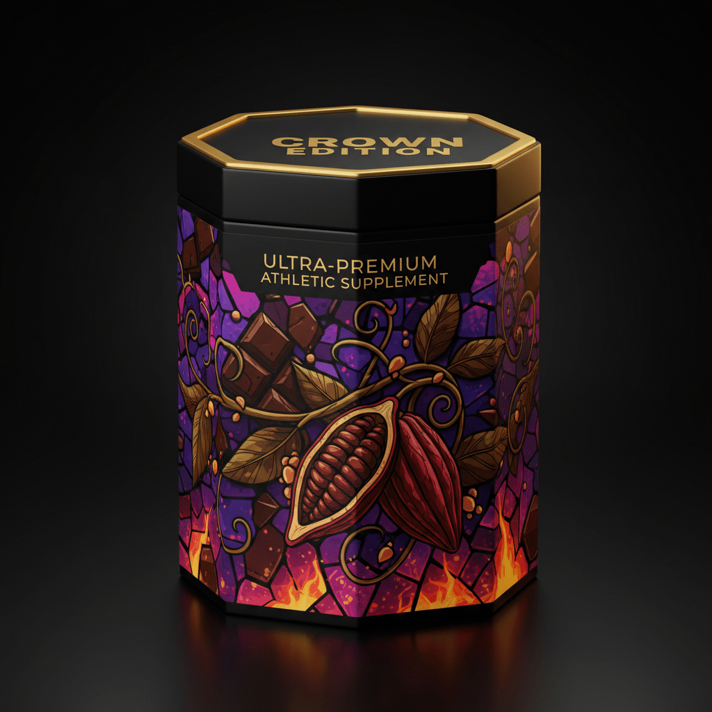 TITAN Pea Protein Powder Dark Chocolate Crown Edition — geometric stained-glass design