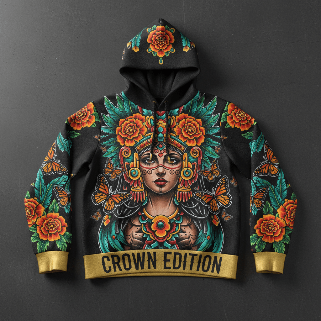 TITAN Women's Xochiquetzal Flower Goddess Hoodie — Quetzal Bloom Edition