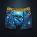 TITAN Sea Turtle Ocean Women's Cozy Boxer Shorts Crown Edition — anime sea turtle art on matte black