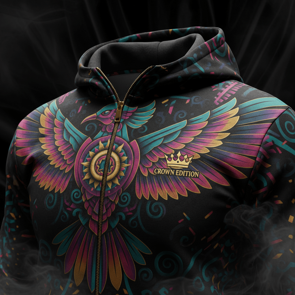 TITAN Aztec Huitzilopochtli Zip-Up Hoodie — Hummingbird Edition