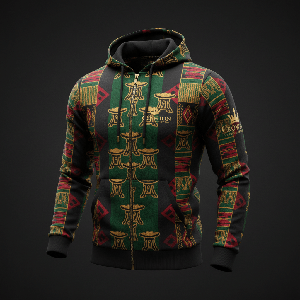 TITAN Ashanti Kingdom Zip-Up Hoodie — Golden Stool Edition
