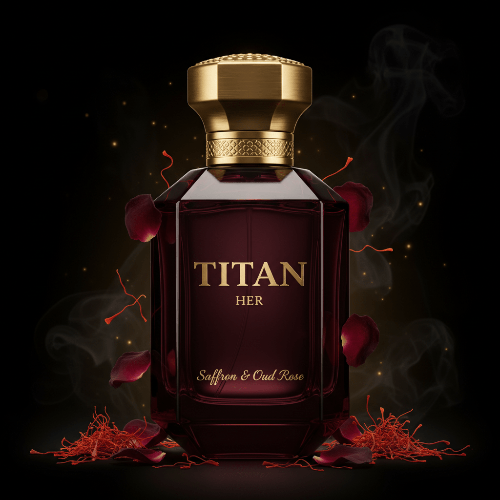 TITAN HER Saffron & Oud Rose Fragrance Bottle