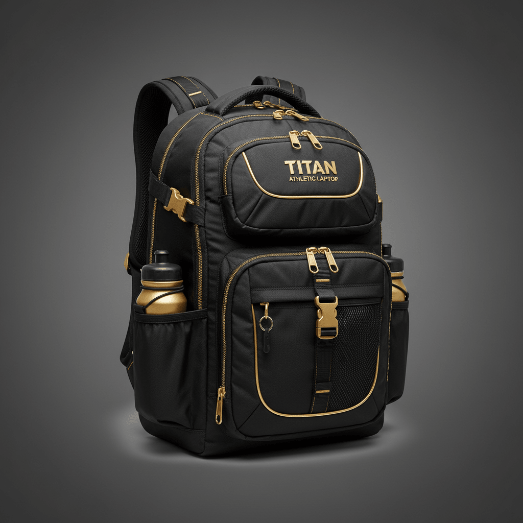 TITAN Athletic Backpack - Black & Gold Premium Gym & Laptop Bag