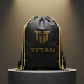 TITAN Drawstring Backpack - Black & Gold Gym Sack Bag