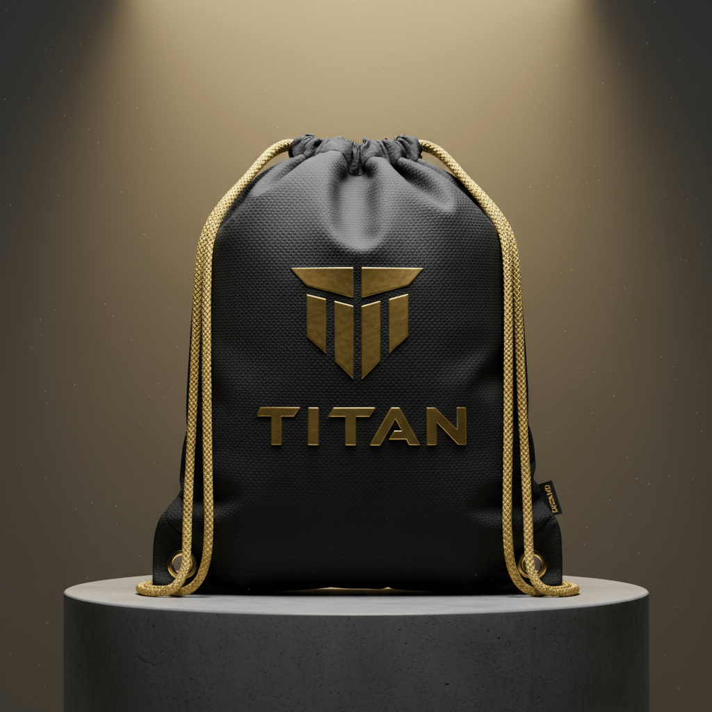 TITAN Drawstring Backpack - Black & Gold Gym Sack Bag