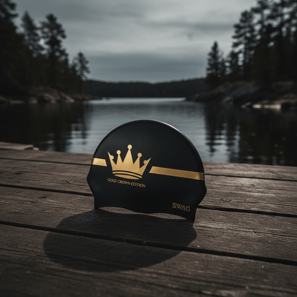 TITAN Off-Grid Open Water Swim Cap Gold Crown SWAG Edition