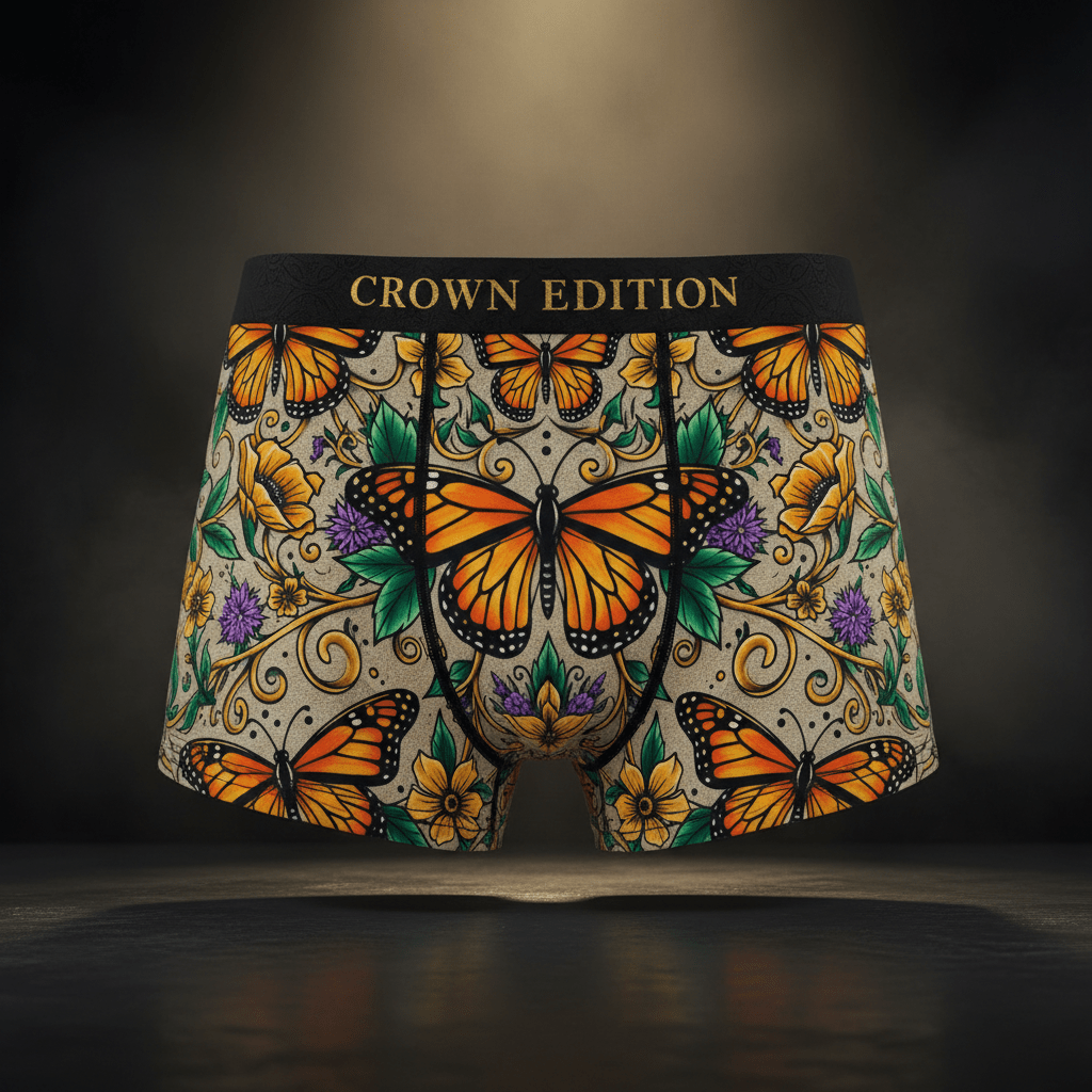 TITAN Crown Edition Women's Cozy Boxer Shorts — Butterfly Queen Tattoo Art