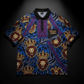 TITAN Crown Edition Tattoo Art Men's Lounge Polo - bold colorful tattoo artwork on matte black pique fabric