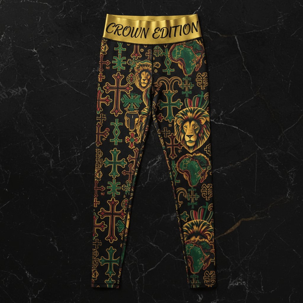 TITAN Crown Edition Tattoo Art Ethiopian Lion Leggings Women's Athletic Bottoms