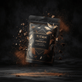 TITAN Organic High-Protein Chia Pudding Mix Chocolate — ultra-premium luxury editorial product shot