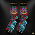 TITAN Crown Edition Tattoo Art Ultimate Crew Socks - epic tattoo masterpiece on matte black fabric
