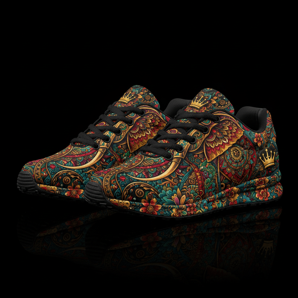 TITAN Crown Edition Color Mandala Elephant Women's Training Shoe Color Tattoo Art