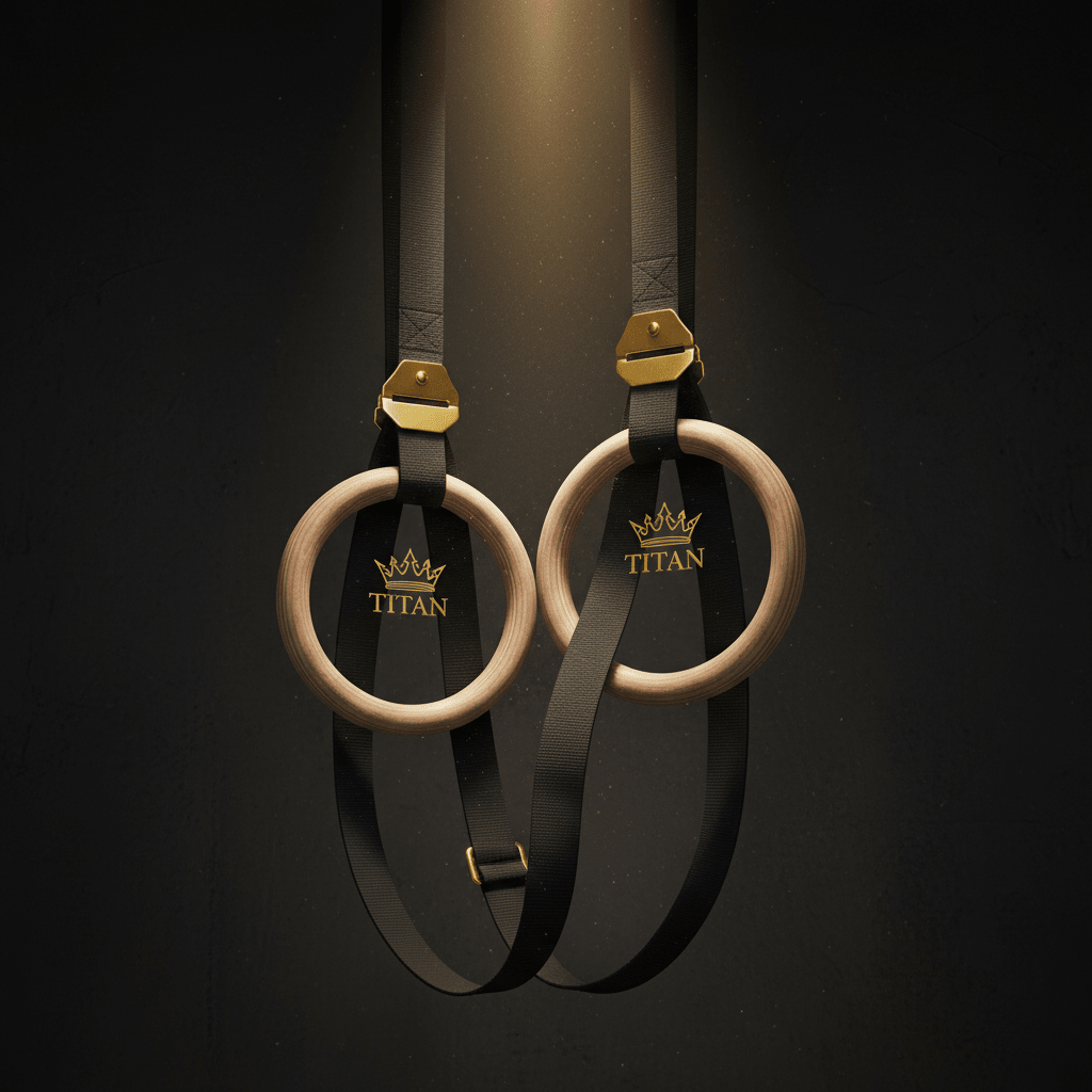 TITAN Pro Wooden Gymnastic Rings Black & Gold
