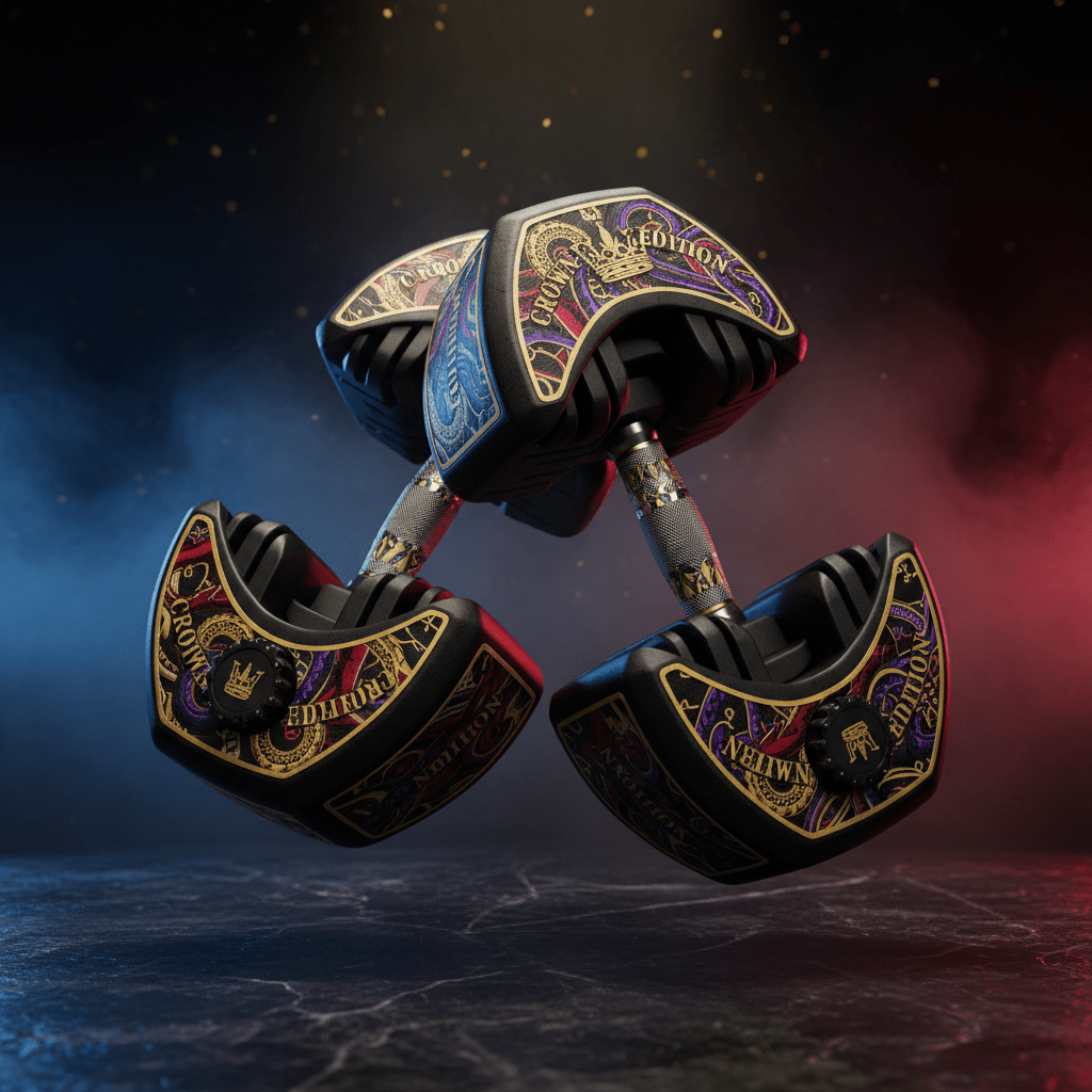TITAN Crown Edition Adjustable Dumbbell Set — Matte Black & Gold