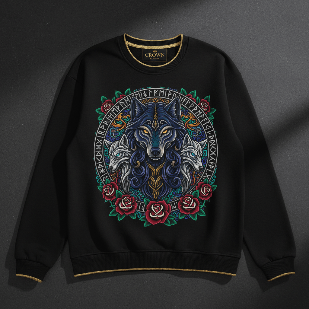 TITAN Women's Freya Wolf Rose Crewneck — Vanaheim Edition