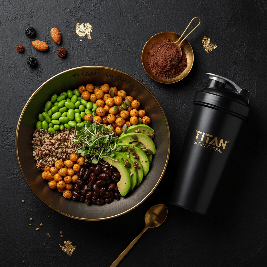TITAN Crown Quinoa Power Bowl vegan high-protein meal flat lay