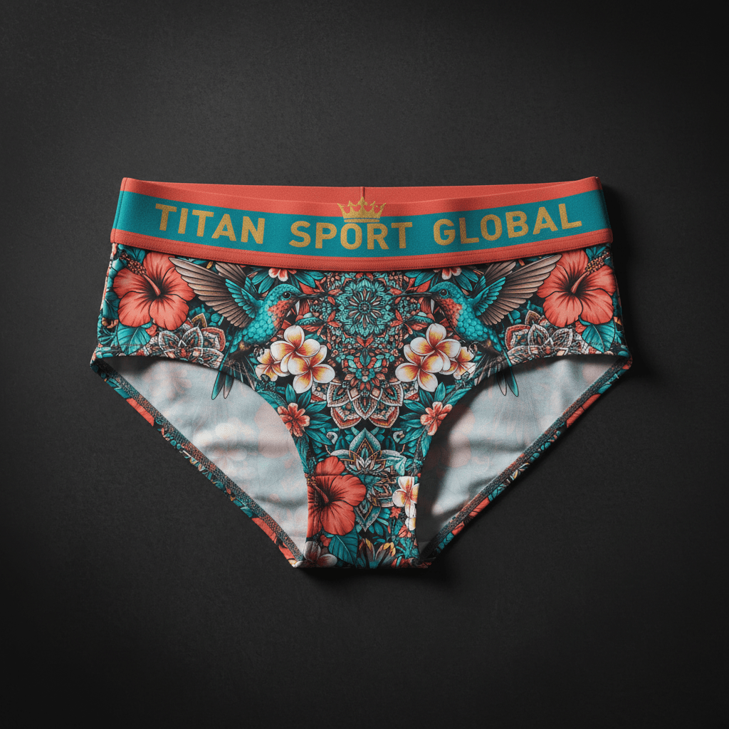 TITAN Crown Edition Women's Tropic Queen Sport Briefs — Coral & Turquoise