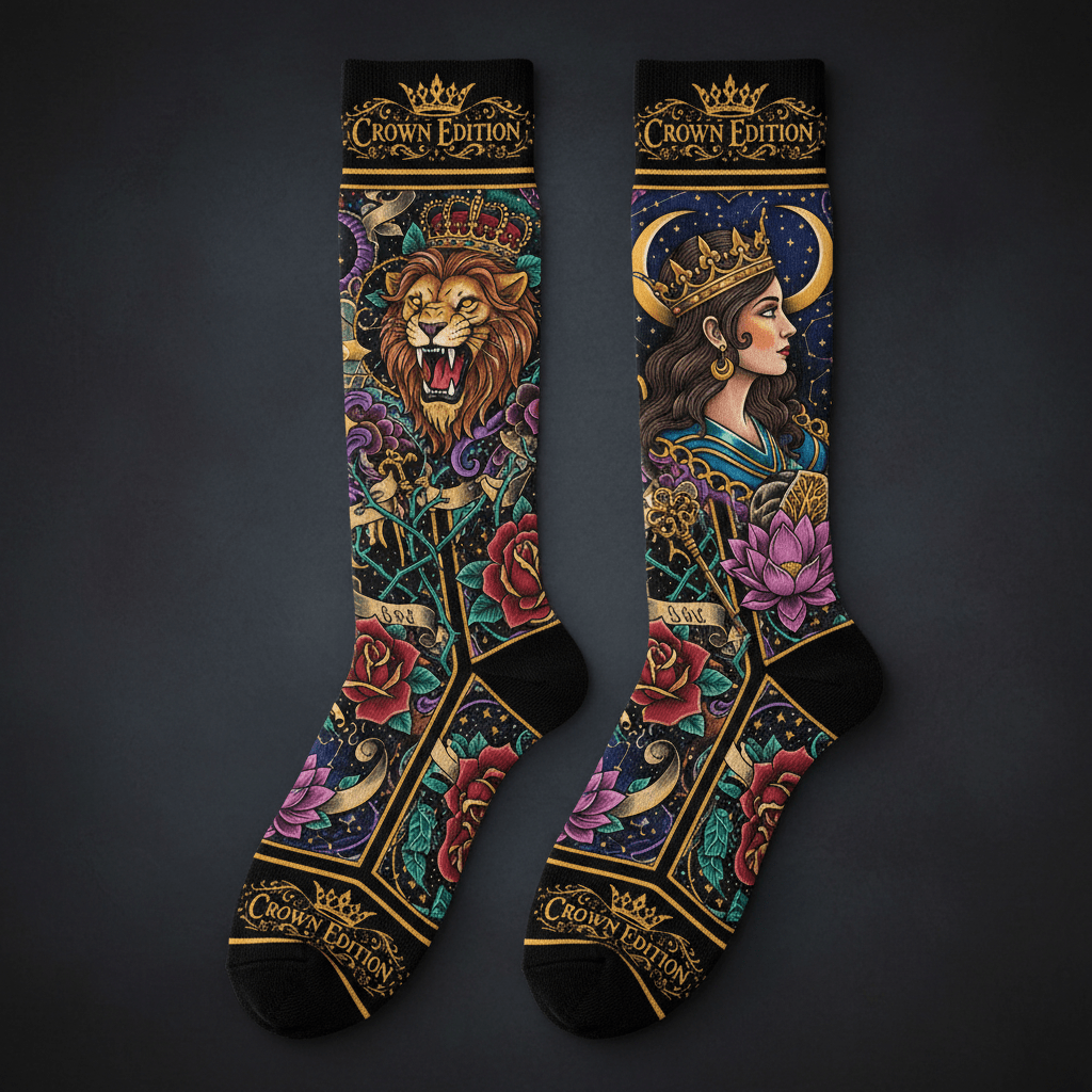 TITAN Crown Edition Tattoo Art Compression Travel Socks
