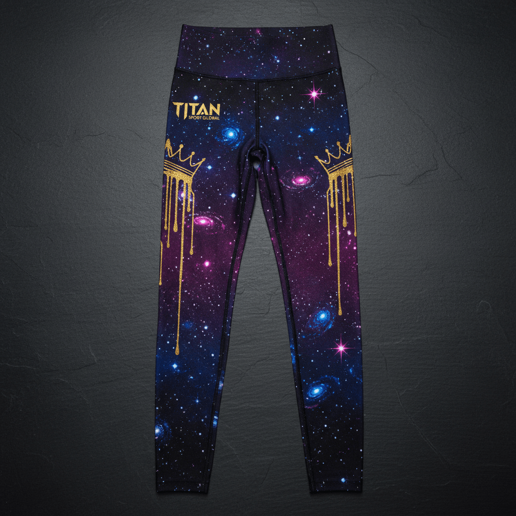 TITAN Women's Galaxy Crown Compression Tights flat lay