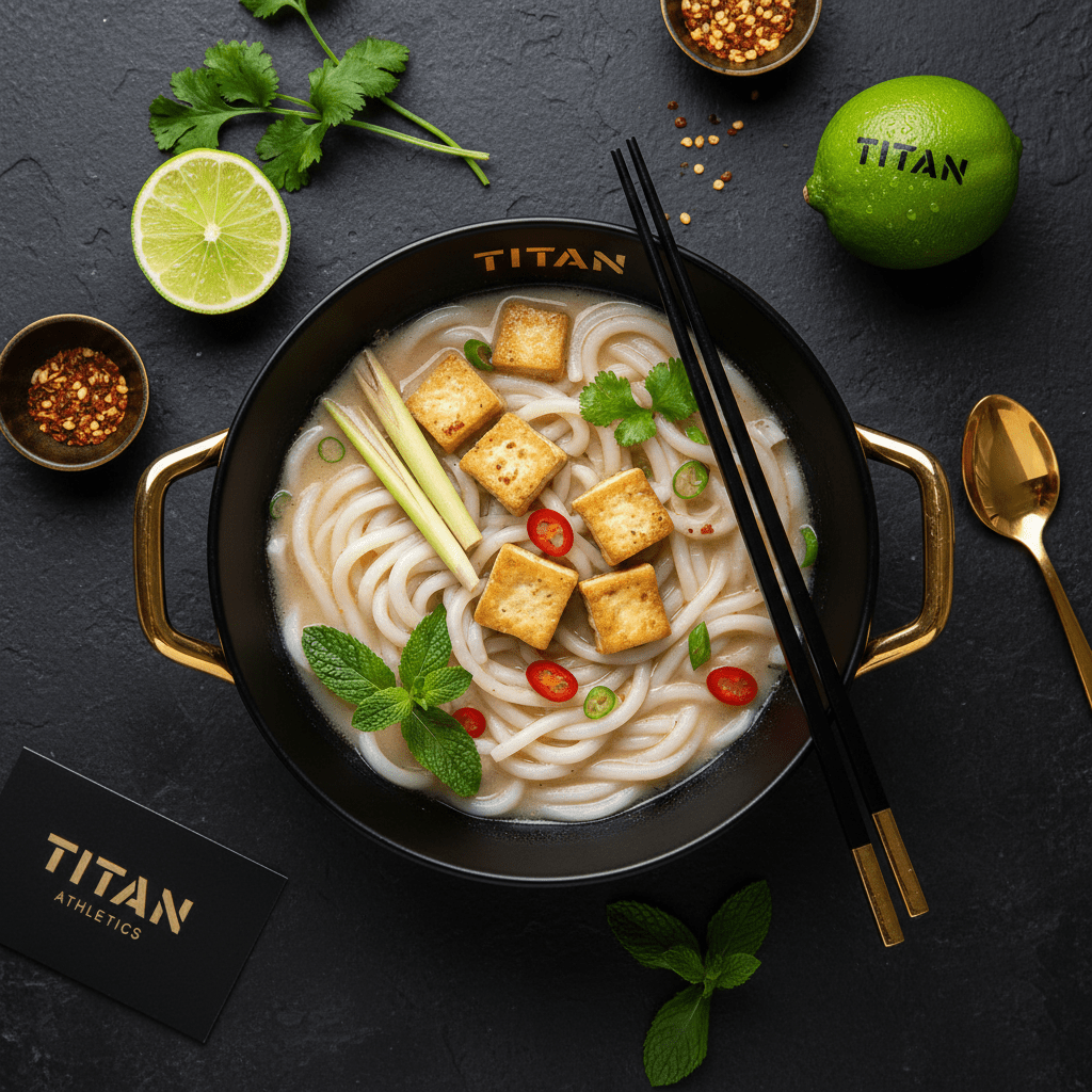 TITAN Laotian Vegan Khao Piak Sen Rice Noodle Soup Breakfast