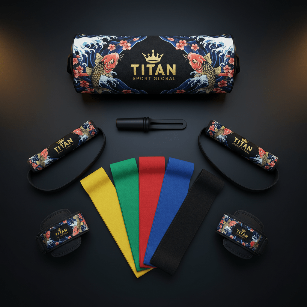 TITAN Resistance Bands Set of 5 with Handles Ankle Straps Door Anchor and Carrying Bag