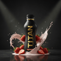 TITAN Ready-to-Drink Protein Shake - Strawberry 11oz bottle premium black and gold branding