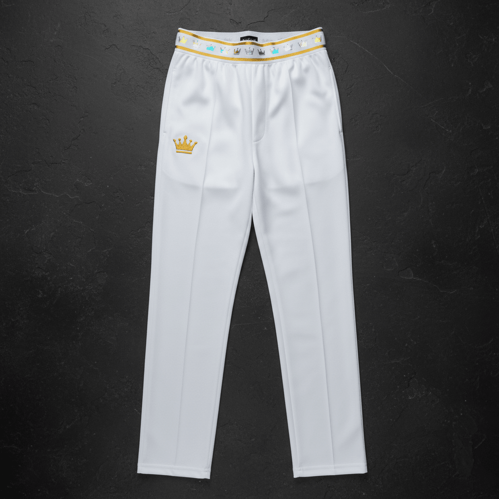 TITAN Crown Edition Cricket Whites Training Trousers White Gold