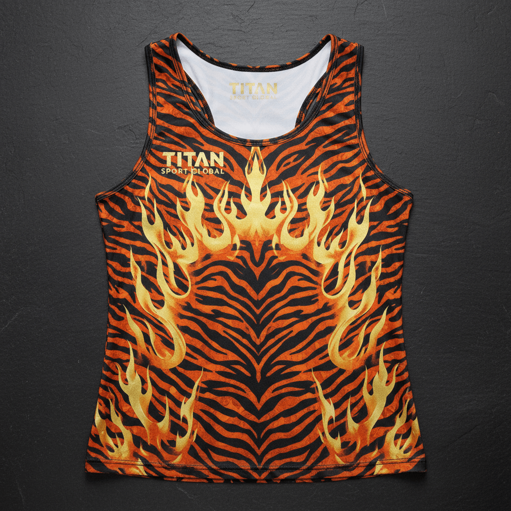 TITAN Women's Tiger Flame Crown Tank Top flat lay