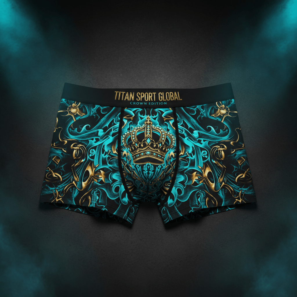 TITAN Men's Boxer Briefs Crown Edition Turquoise Gold