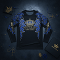 TITAN Men's Crown Edition Long Sleeve Rash Guard Royal Blue Gold
