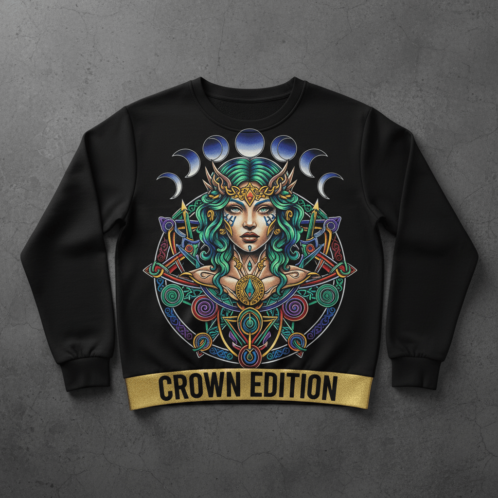 TITAN Women's Celtic Moon Goddess Crewneck — Brigid Edition