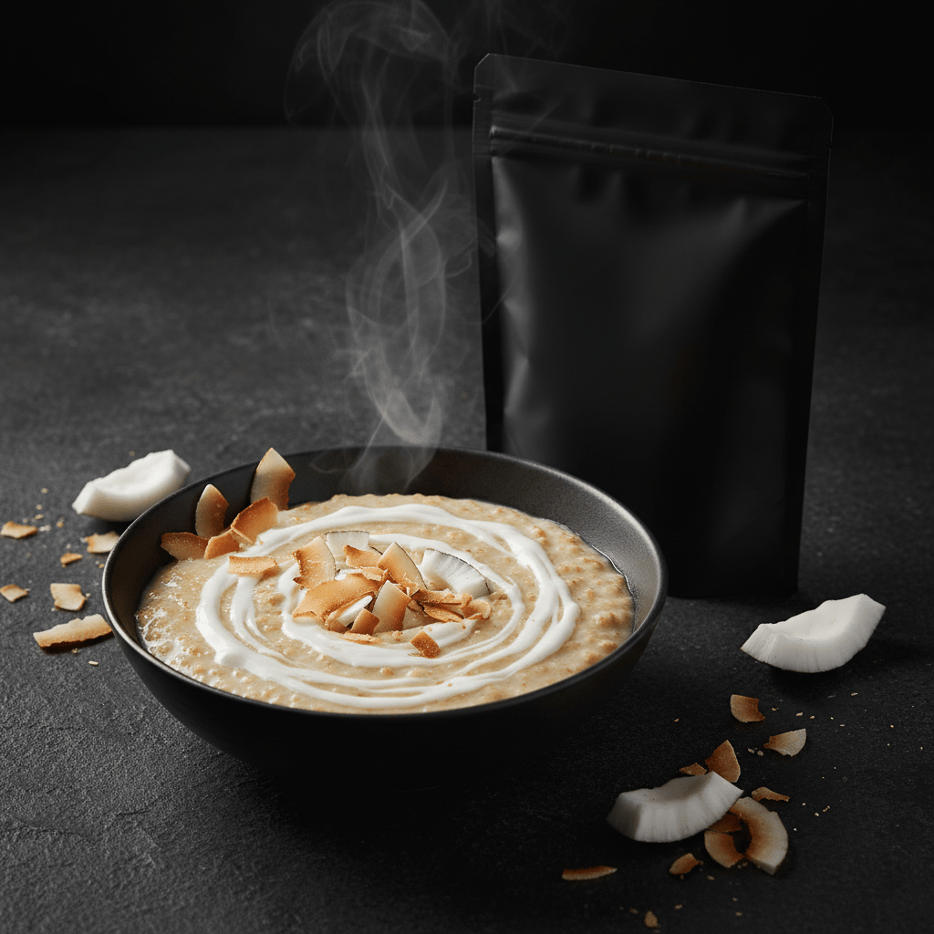 TITAN Protein Instant Oatmeal – Coconut Cream, premium product photography