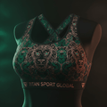 TITAN Rose Gold Emerald Lioness Botanical Sports Bra