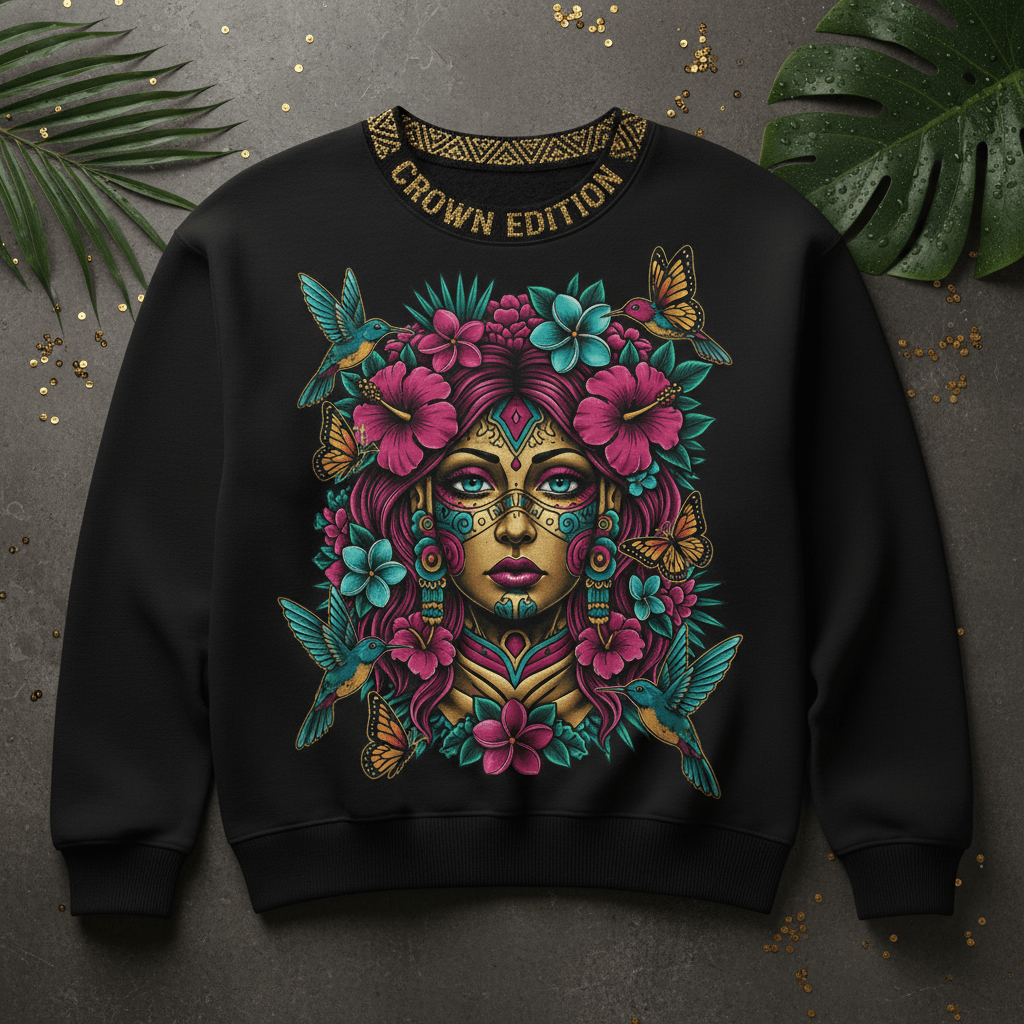 TITAN Women's Xochiquetzal Flower Goddess Crewneck — Quetzal Edition