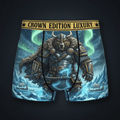 TITAN Viking Berserker Bear Men's Boxer Briefs Crown Edition — bear in Viking berserker armor anime art on matte black